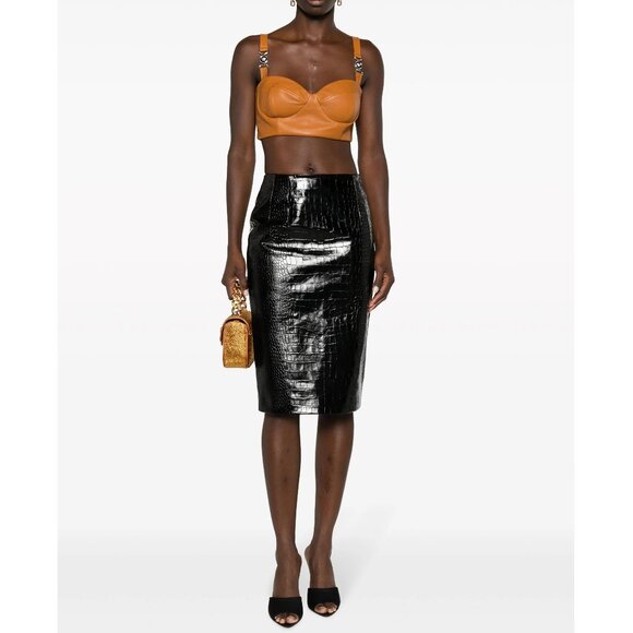 Runway Versace Crocodile-Embossed Midi Skirt - Picture 6 of 17